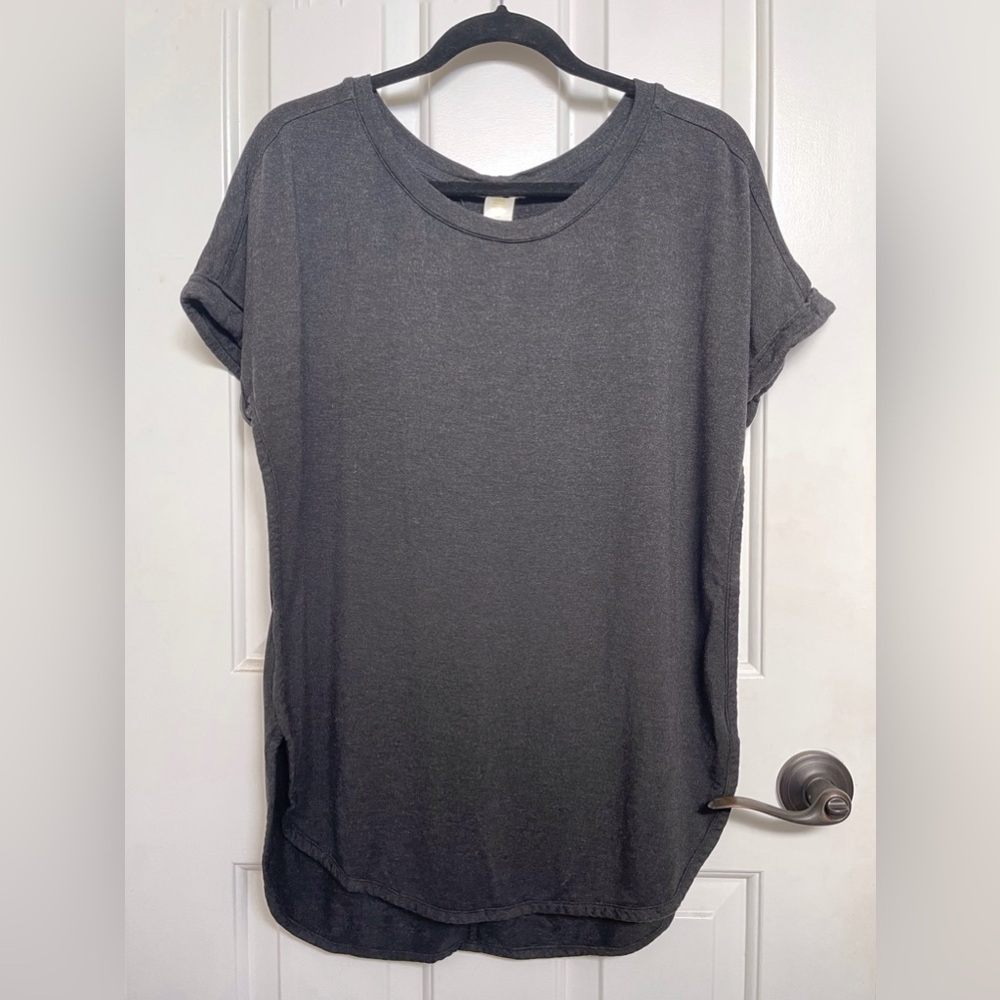 Slouchy, Soft & Stretchy Boat Neck Charcoal Tunic Top